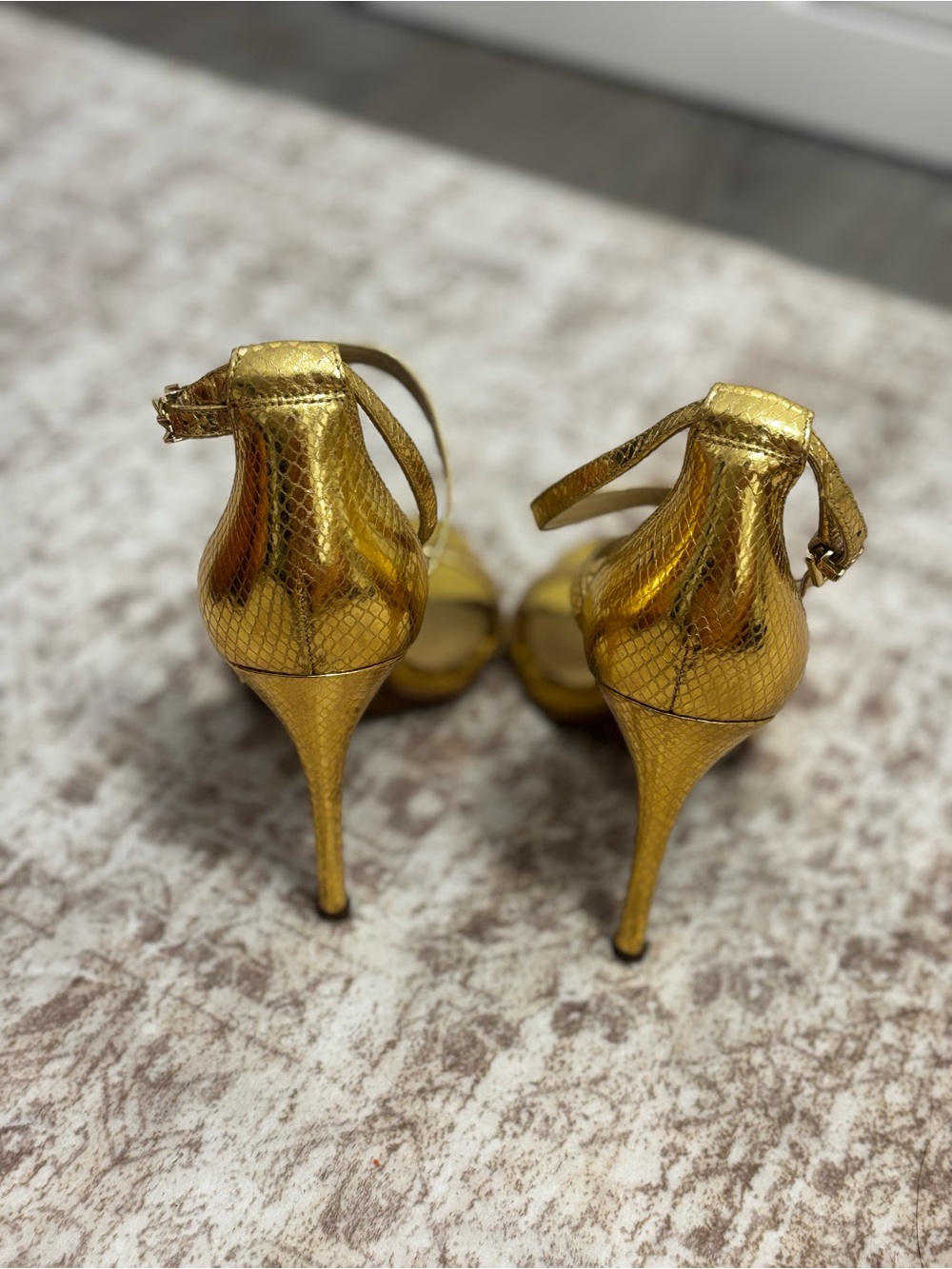 MICHAEL Michael Kors Metallic Gold Ankle-Strap Heels - Picture 3 of 4